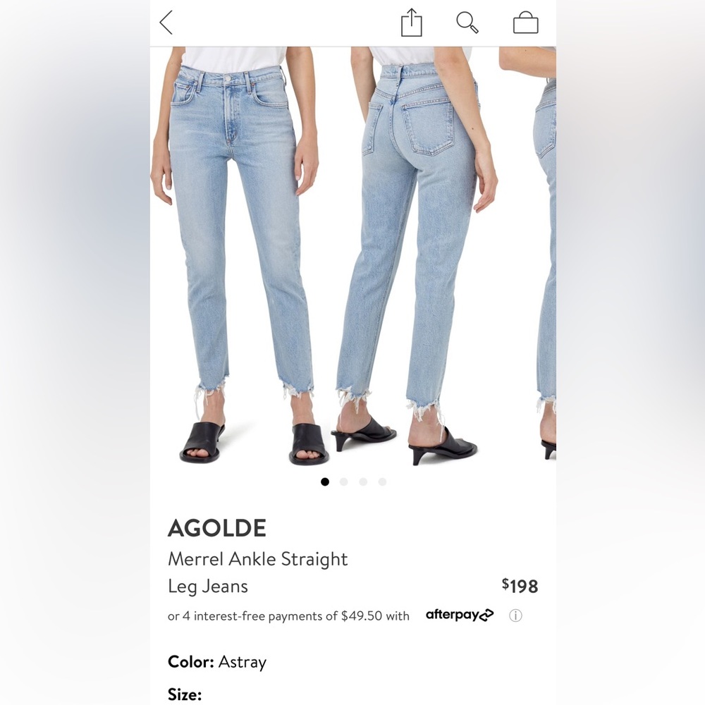 Agolde Merrel Ankle Straight Jeans - Size 26